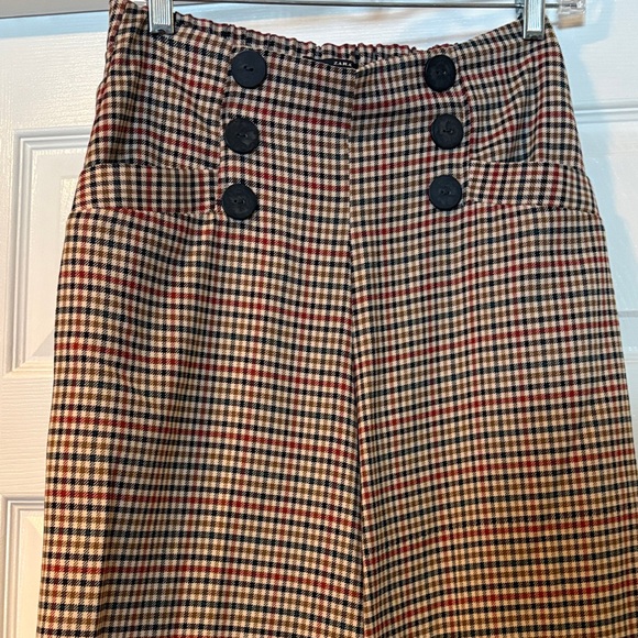 Zara TRF Collection Plaid Trousers in Red and Brown - Picture 4 of 8